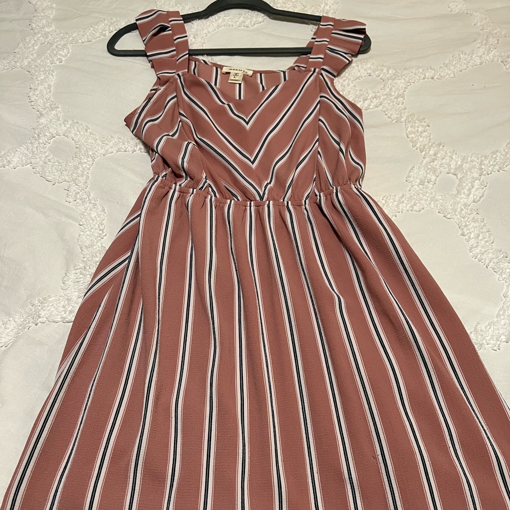 Fit & Flare Striped Dress with Cap Sleeves